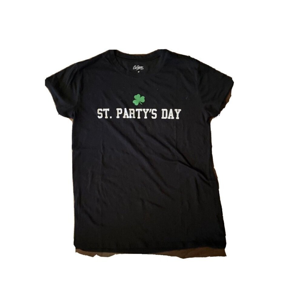 City Streets T-Shirt Black St. Partys Day Graphic Shamrock‎ Short Sleeve Tee M